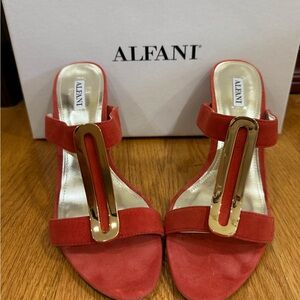 Alfani Red and Gold Heels with Elegant Design